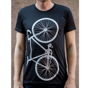 Vertical Bike Bicycle T-shirt Black Male Model Front View